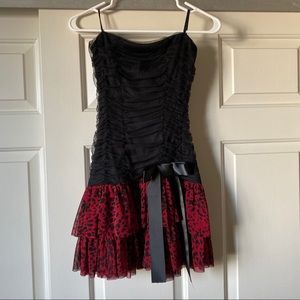 Strapless red and black dress